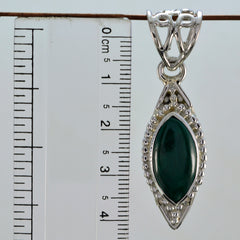 Riyo Natural Gemstone Marquise Cabochon Green Malachite Solid Silver Pendant labour day gift