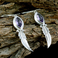 Riyo Natural Gemstone Marquise Faceted Purple Amethyst Silver Earrings mom birthday gift