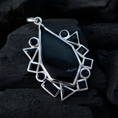Riyo Natural Gemstone Multi Shape Faceted Black Black Onyx 925 Silver Pendants girlfriend gift