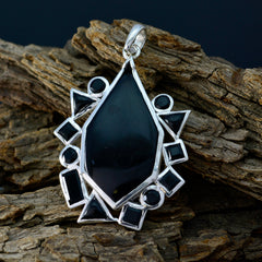 Riyo Natural Gemstone Multi Shape Faceted Black Black Onyx 925 Silver Pendants girlfriend gift
