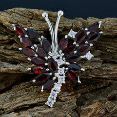 Riyo Natural Gemstone Multi Shape Faceted Red Garnet 925 Silver Pendants gift for christmas day