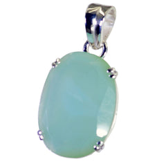 Riyo Natural Gemstone Octogon Faceted Blue Chalcedony 925 Sterling Silver Pendant gift for mothers day