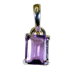 Riyo Natural Gemstone Octogon Faceted Purple Amethyst 925 Silver Pendants gift for boxing day