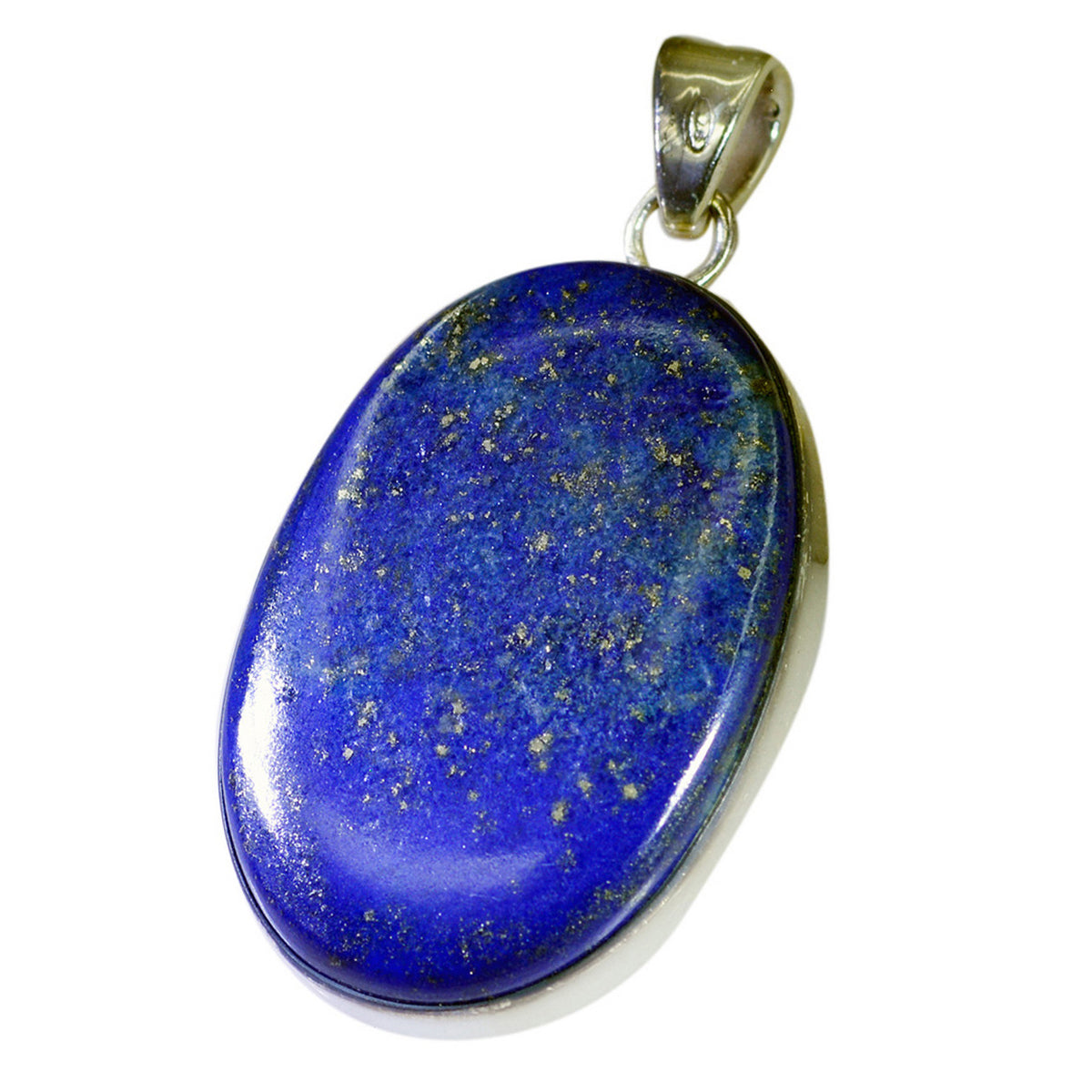 Riyo Natural Gemstone Oval Cabochon Nevy Blue Lapis Lazuli 925 Sterling Silver Pendant gift for teacher's day