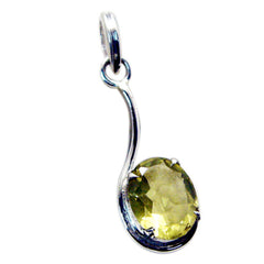 Riyo Natural Gemstone Oval Faceted Yellow Lemon Quartz 925 Silver Pendants gift for women