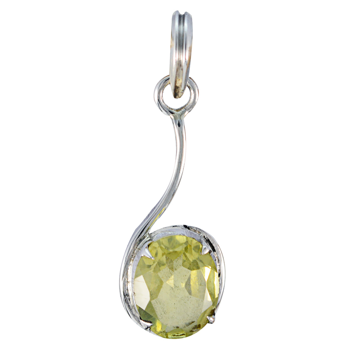 Riyo Natural Gemstone Oval Faceted Yellow Lemon Quartz 925 Silver Pendants gift for women