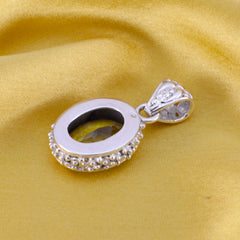 Riyo Natural Gemstone Oval Faceted Yellow Lemon Quartz Solid Silver Pendants christmas gift
