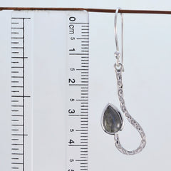 Riyo Natural Gemstone Pear Cabochon Grey Labradorite Silver Earring halloween gift