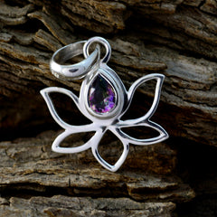 Riyo Natural Gemstone Pear Faceted Multi Color Mystic Quartz Sterling Silver Pendant gift for grandmom