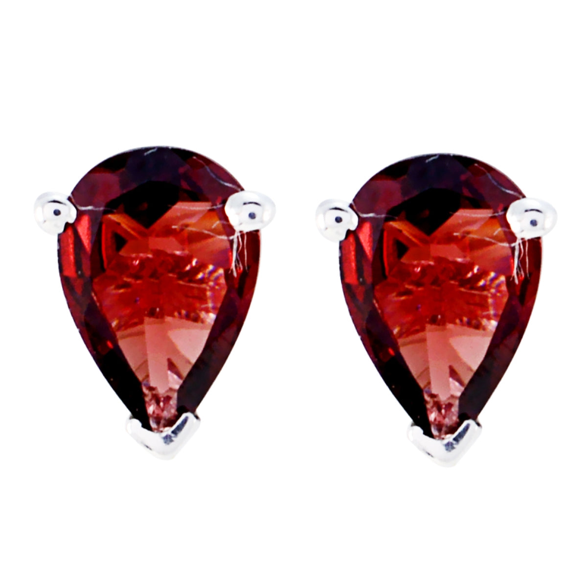 Riyo Natural Gemstone Pear Faceted Red Garnet Silver Earring gift for black Friday
