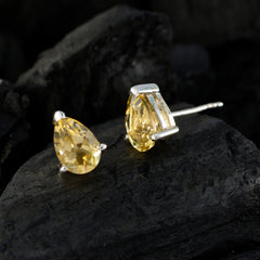 Riyo Natural Gemstone Pear Faceted Yellow Citrine Silver Earrings gift for Faishonable day