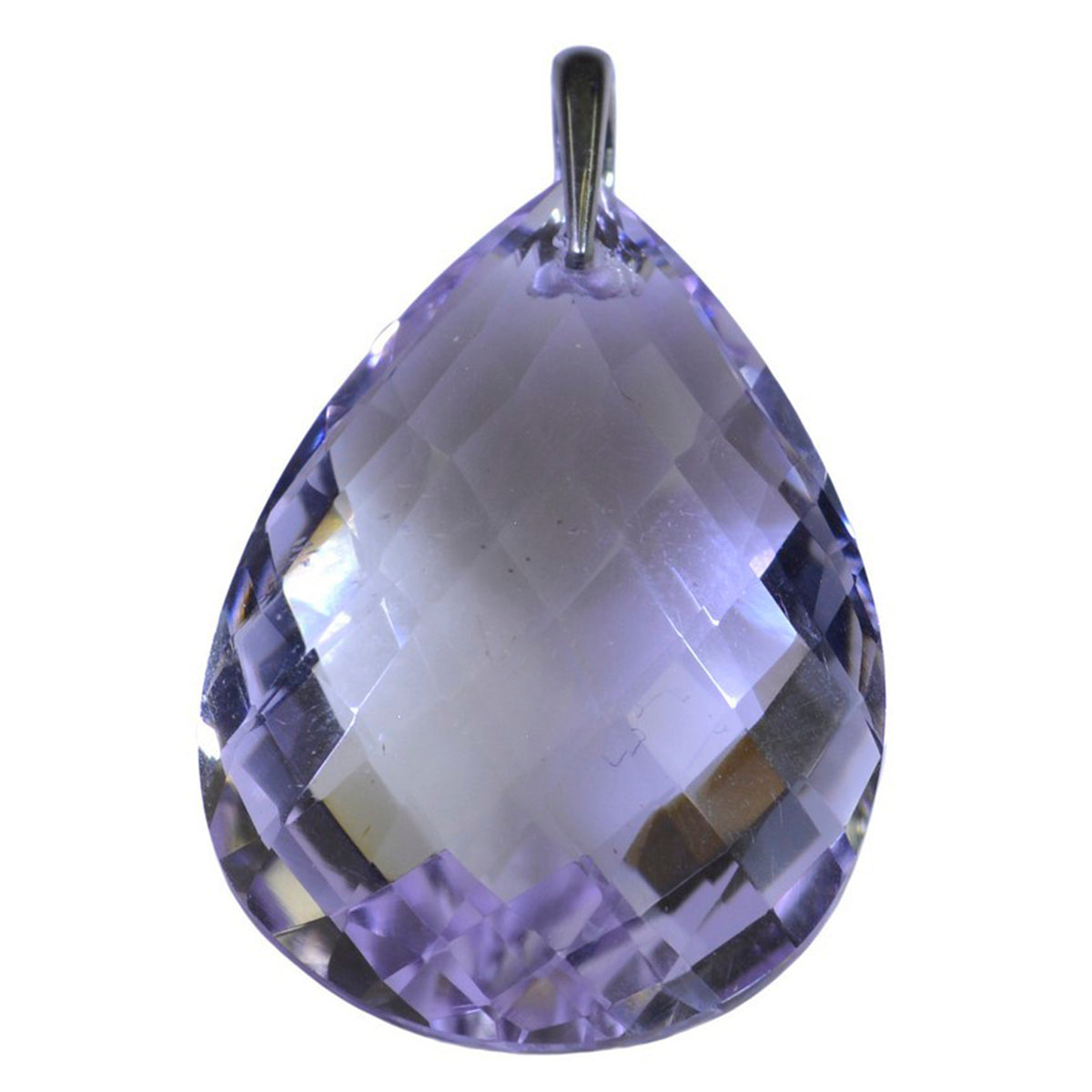 Riyo Natural Gemstone Pear checker Purple Amethyst 925 Sterling Silver Pendants gift for thanks giving