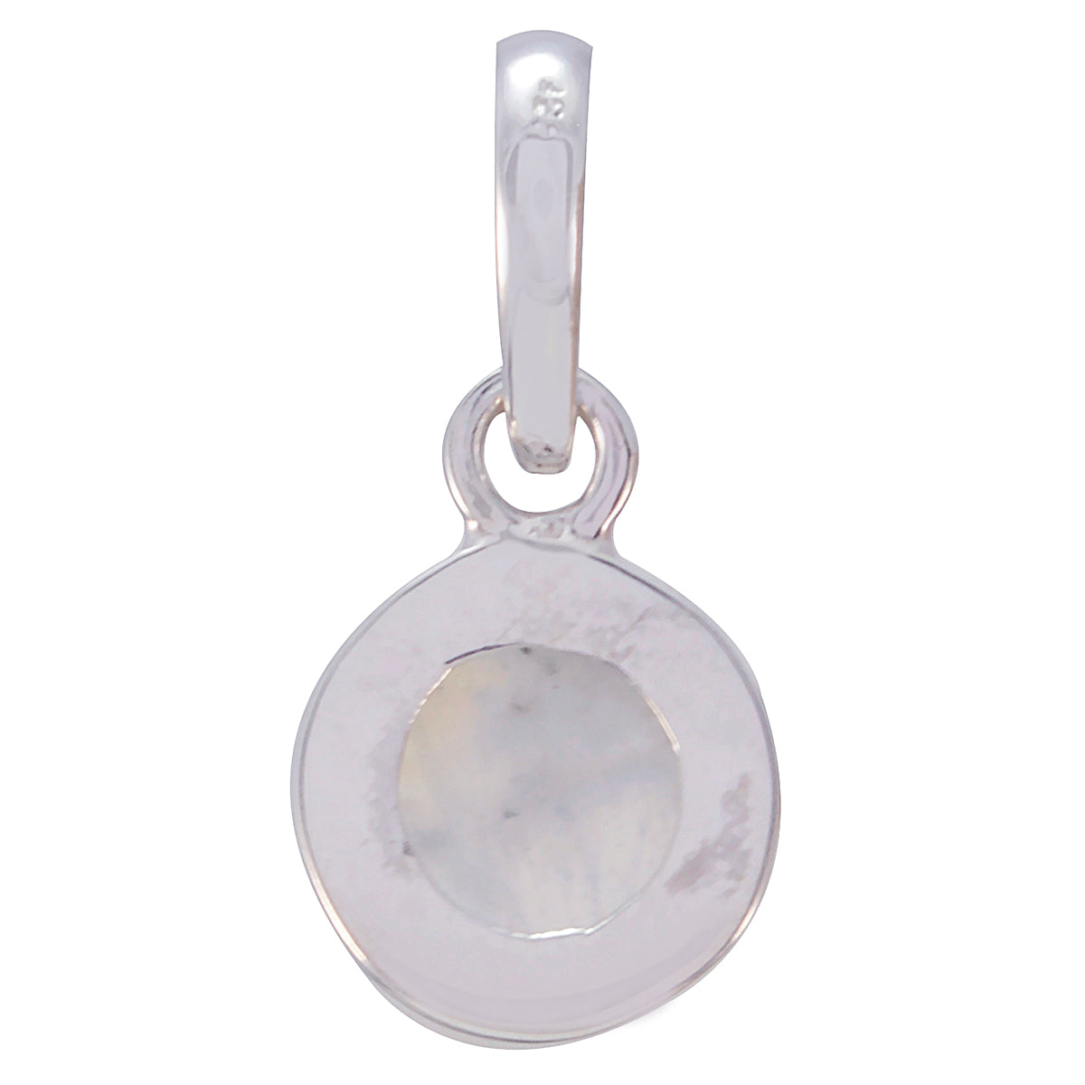 Riyo Natural Gemstone Round Cabochon White Rainbow Moonstone Sterling Silver Pendant st. patricks day gift