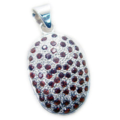 Riyo Natural Gemstone Round Faceted Red Garnet 925 Silver Pendant gift for mom birthday