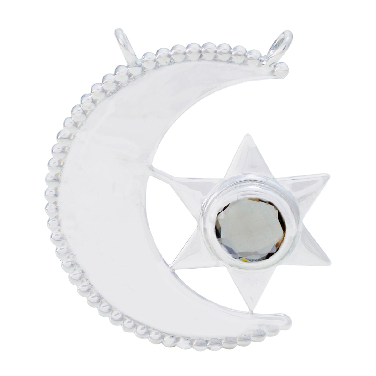 Riyo Natural Gemstone Round checker Brown smoky quartz Solid Silver Pendant gift for good Friday