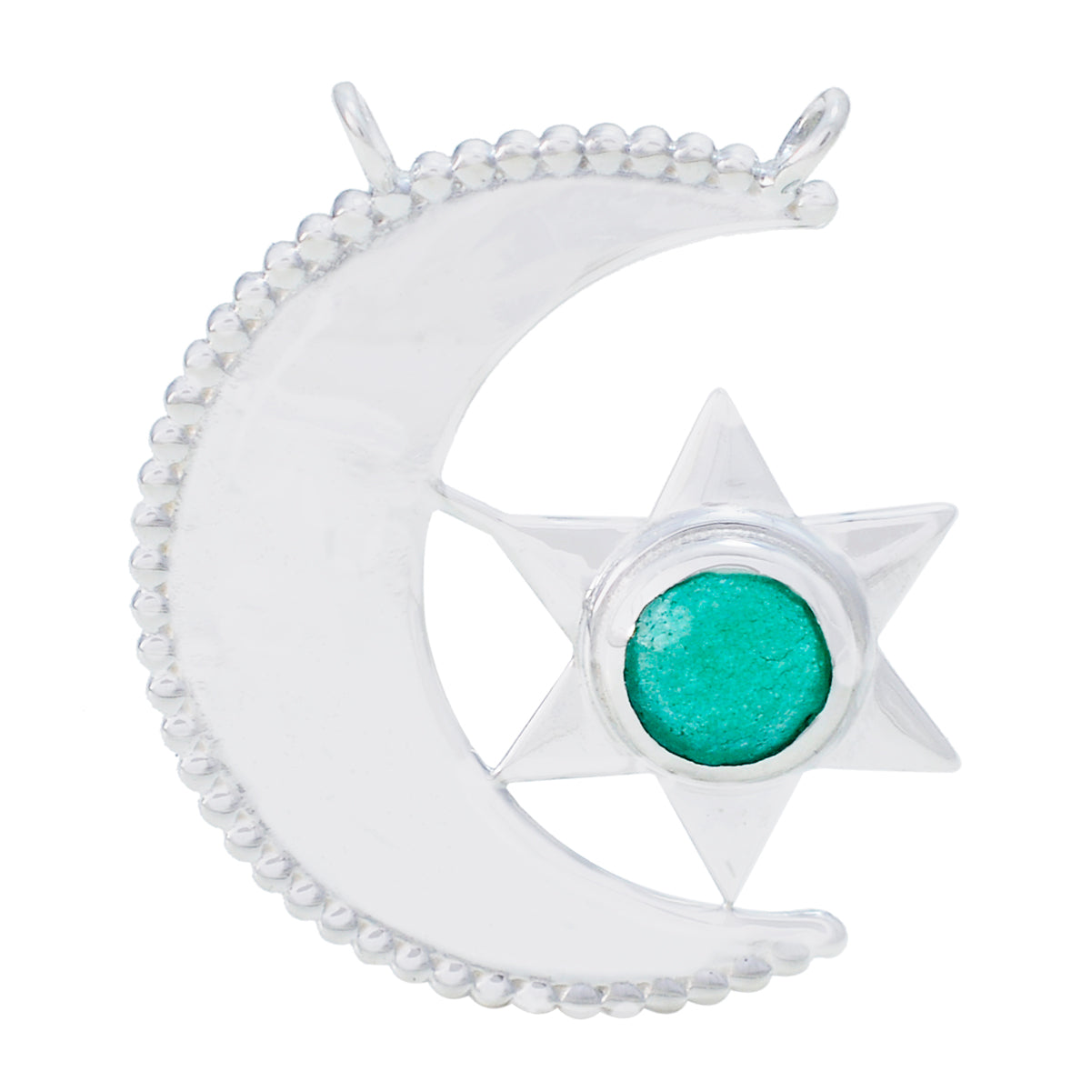 Riyo Natural Gemstone Round checker Green Iolite 925 Silver Pendant gift for black Friday