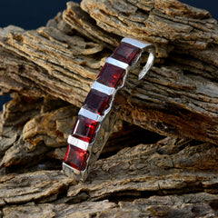 Riyo Natural Gemstone Square Faceted Red Garnet Sterling Silver Pendant gift fordaughter day