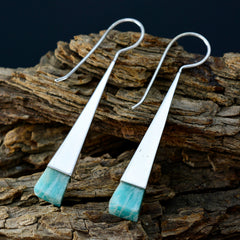 Riyo Natural Gemstone fancy Faceted Multi Amazonite Silver Earring gift for friend