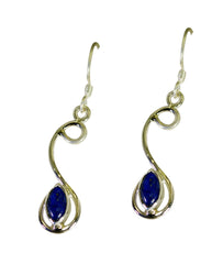 Riyo Natural Gemstone marquise Cabochon Nevy Blue Lapis Lazuli Silver Earring christmas day gift