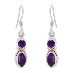 Riyo Natural Gemstone multi shape Cabochon Purple Amethyst Silver Earring gift for friends