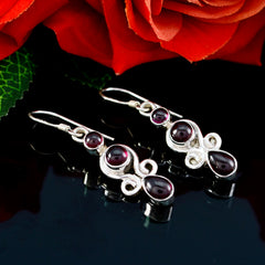 Riyo Natural Gemstone multi shape Cabochon Red Garnet Silver Earring gift fordaughter day