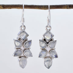 Riyo Natural Gemstone multi shape Cabochon White Rainbow Moonstone Silver Earring frinendship day gift