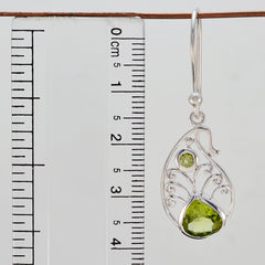 Riyo Natural Gemstone multi shape Faceted Green Peridot Silver Earrings anniversary day gift