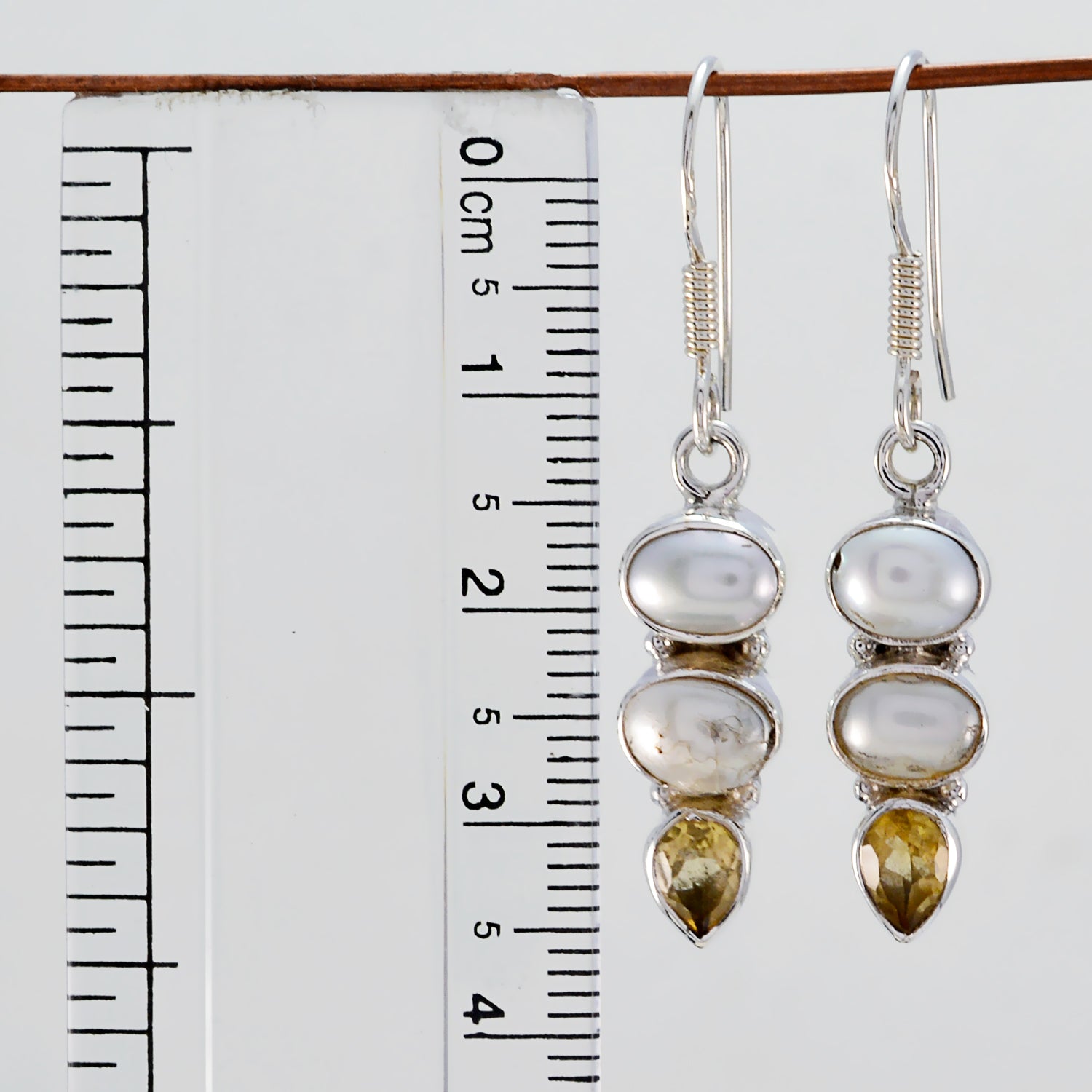 Riyo Natural Gemstone multi shape Faceted Multi Multi Stone Silver Earring gift for mom birthday