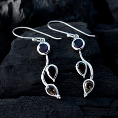 Riyo Natural Gemstone multi shape Faceted Multi Multi Stone Silver Earrings wedding gift