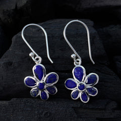 Riyo Natural Gemstone multi shape Faceted Nevy Blue Lapis Lazuli Silver Earrings black Friday gift