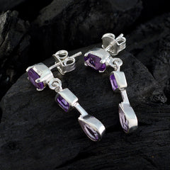 Riyo Natural Gemstone multi shape Faceted Purple Amethyst Silver Earrings black Friday gift