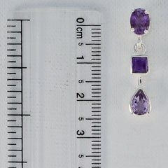 Riyo Natural Gemstone multi shape Faceted Purple Amethyst Silver Earrings black Friday gift
