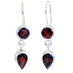 Riyo Natural Gemstone multi shape Faceted Red Garnet Silver Earrings gift for independence day