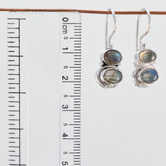Riyo Natural Gemstone oval Cabochon Grey Labradorite Silver Earring engagement gift