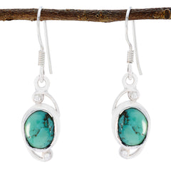 Riyo Natural Gemstone oval Cabochon Multi Turquoise Silver Earrings mother's day gift