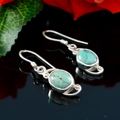 Riyo Natural Gemstone oval Cabochon Multi Turquoise Silver Earrings mother's day gift