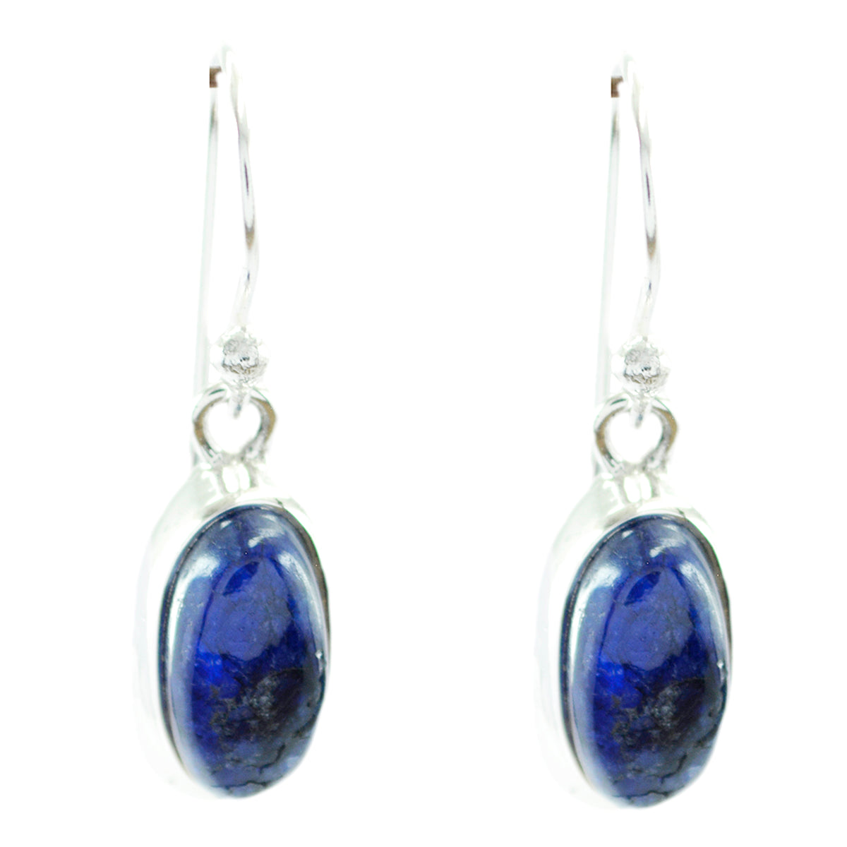Riyo Natural Gemstone oval Cabochon Nevy Blue Lapis Lazuli Silver Earring frinendship day gift