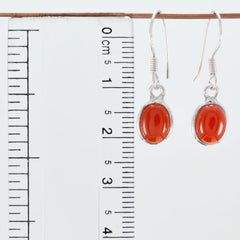 Riyo Natural Gemstone oval Cabochon Red Onyx Silver Earrings gift for cyber Monday