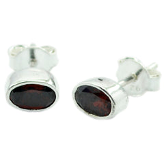 Riyo Natural Gemstone oval Faceted Red Garnet Silver Earrings gift for christmas