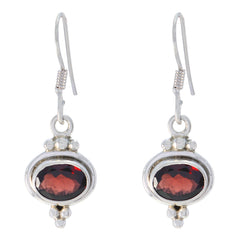 Riyo Natural Gemstone oval Faceted Red Garnet Silver Earrings moms day gift