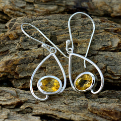 Riyo Natural Gemstone oval Faceted Yellow Citrine Silver Earring gift for b' day