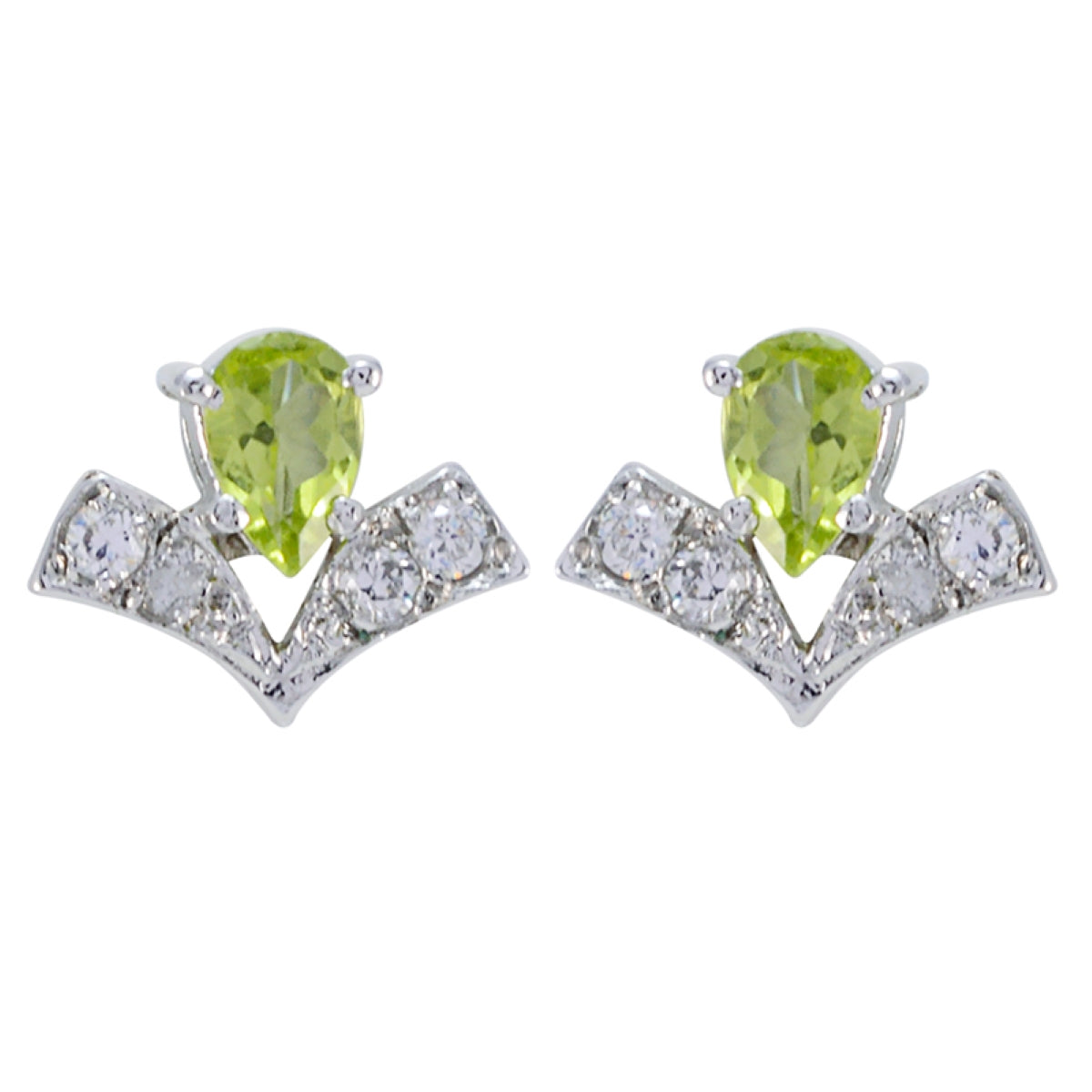 Riyo Natural Gemstone pear Faceted Green Peridot Silver Earring mother gift