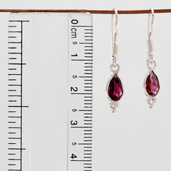 Riyo Natural Gemstone pear Faceted Red Garnet Silver Earring anniversary gift