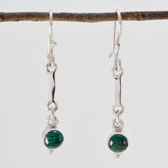 Riyo Natural Gemstone round Cabochon Green Malachatie Silver Earrings gift for mom birthday