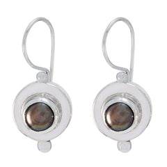 Riyo Natural Gemstone round Cabochon Grey Grey Peral Silver Earring gift for independence day