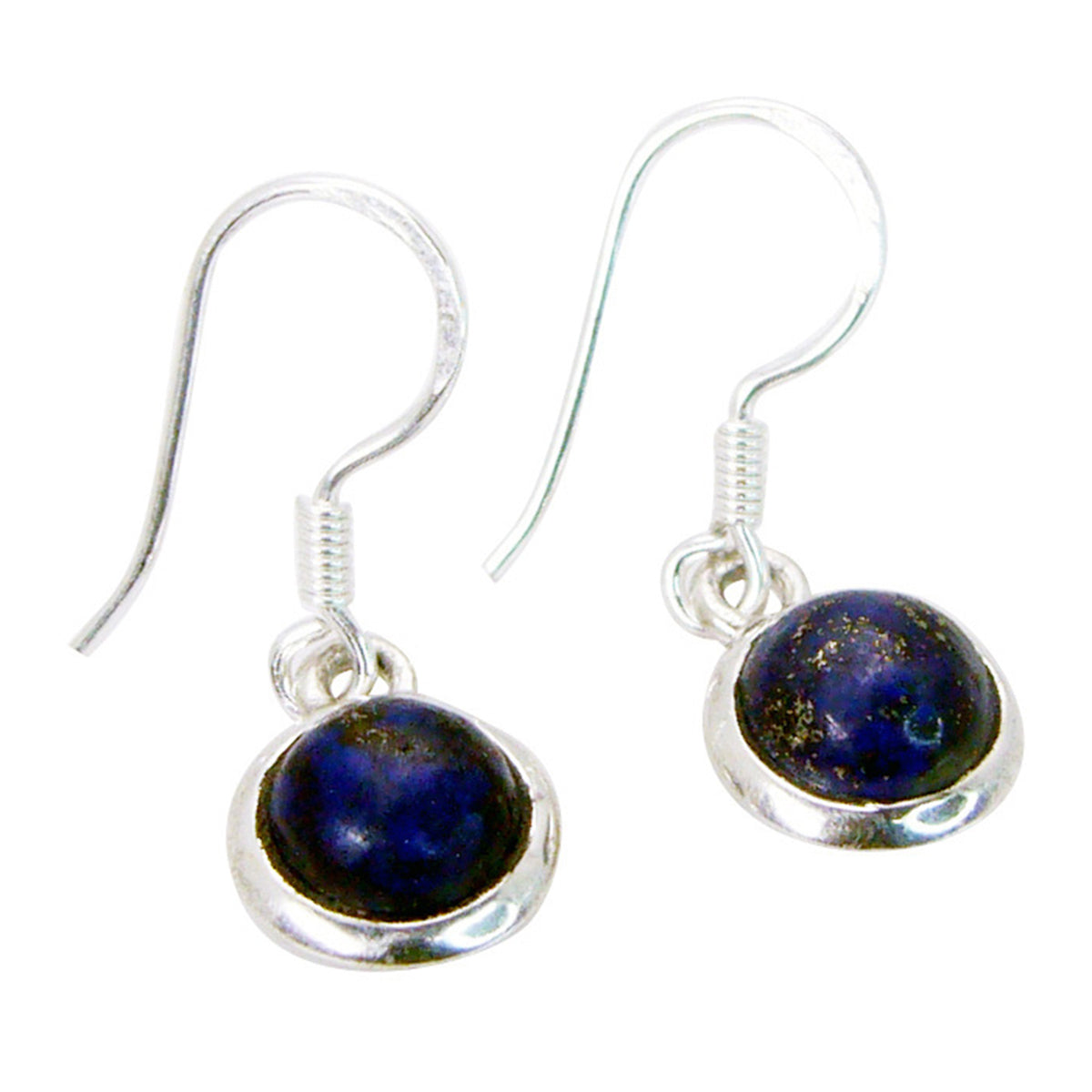 Riyo Natural Gemstone round Cabochon Nevy Blue Lapis Lazuli Silver Earrings cyber Monday gift