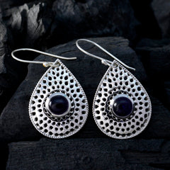 Riyo Natural Gemstone round Cabochon Purple Amethyst Silver Earring gift for mom