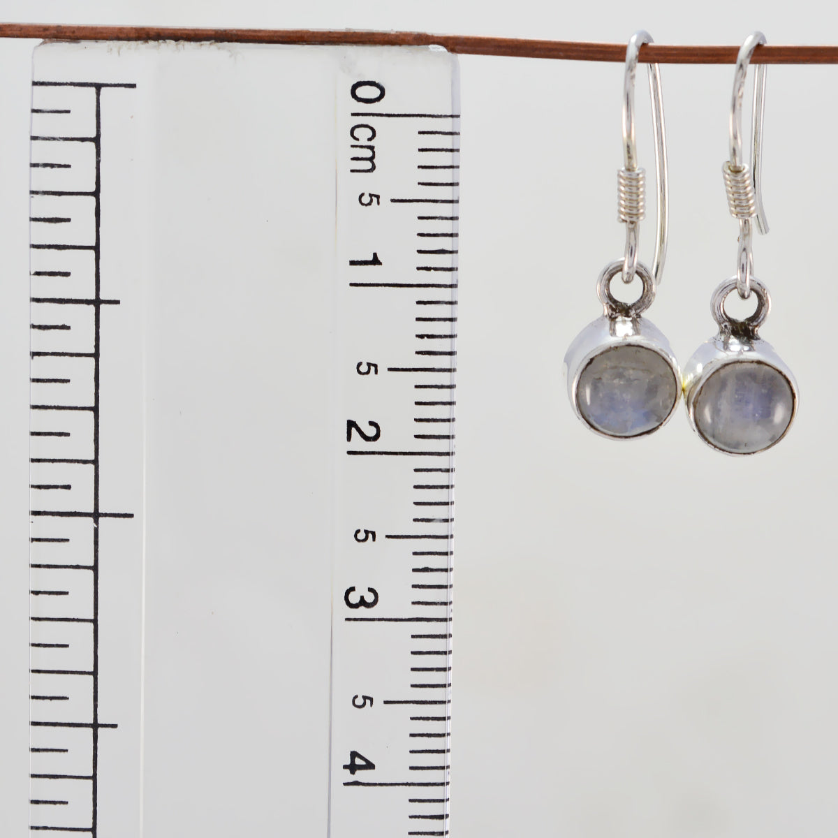 Riyo Natural Gemstone round Cabochon White Rainbow Moonstone Silver Earrings mothers day gift