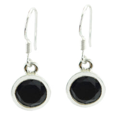 Riyo Natural Gemstone round Faceted Black Onyx Silver Earrings graduation gift