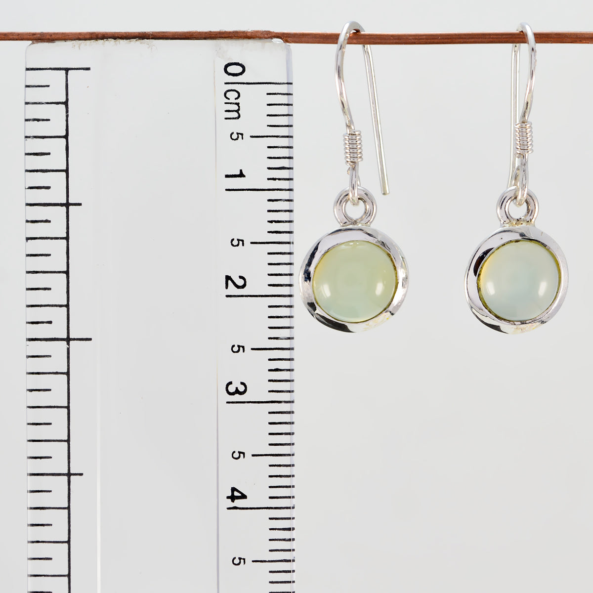 Riyo Natural Gemstone round Faceted Blue Chalcedony Silver Earring gift for thanks giving
